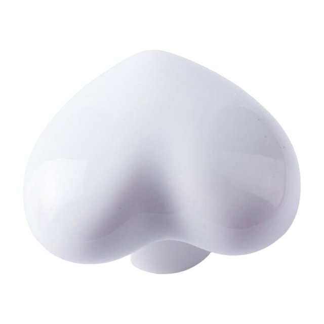kurtrusly Cabinet Handle Heart Shape Solid Color Replacement Decorative Home Kitchen Bathroom Drawer Door Pull Knob Accessories White 1Set