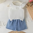 thumbnail image 4 of Infant Baby Toddler Girls Clothes Solid Color Sleeveless Camisole Linen Pants Set Baby Summer Outfits Girls Summer Set 1-4 Years,18-24 Months, 4 of 4
