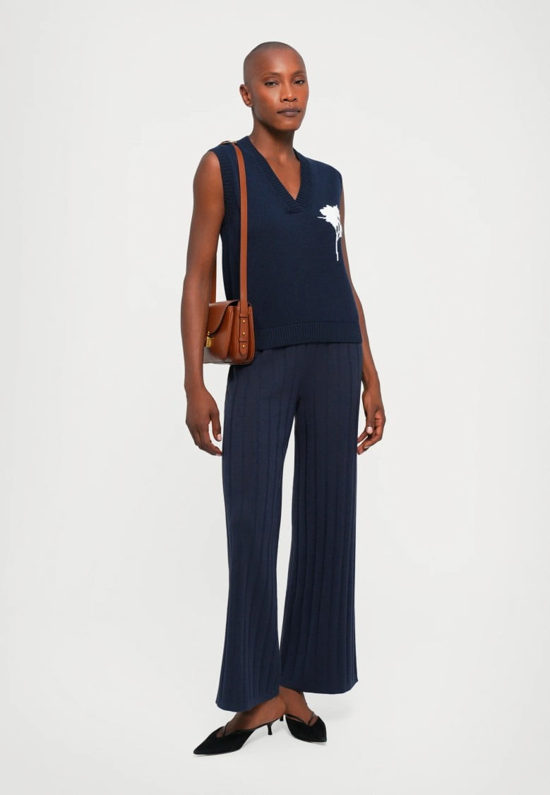 Ribbed Wide-Leg Pants With Relaxed Fit (Women's) - image 3