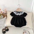 thumbnail image 1 of Pelele de bebé de estilo coreano, manga corta, cuello de muñeca, adorno de encaje, traje de princesa de luna llena, ropa para niñas, peleles para bebés, 1 of 5