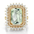 thumbnail image 2 of Gem Stone King 18K Yellow Gold Plated Silver Green Prasiolite Ring for Women (7.20 Cttw, Gemstone Birthstone, Available in Size 5, 6, 7, 8, 9), 2 of 5