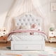 thumbnail image 4 of Yeshouse estructura de cama individual de princesa con cajones de almacenamiento y luces LED, tapizada en terciopelo con botones de cristal, silenciosa y sin necesidad de somier, ideal para niños, 4 of 7
