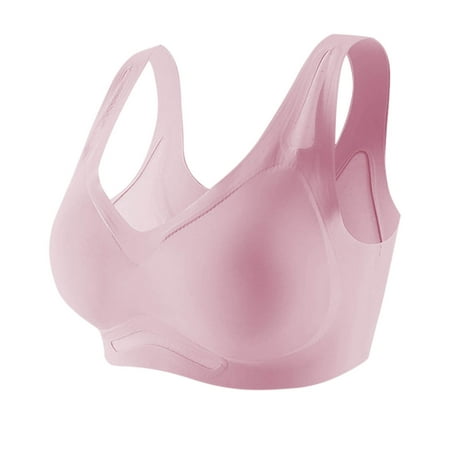 Seasonal Savings   Large Size Bra  Solid Color  Hollow Out  Wireless  Semi Fixed  Soft Support  Daily Wear  Comfortable  Underwire  Seamless  for Women   Women Plus Size Clothes | Pink M  Sopatenor