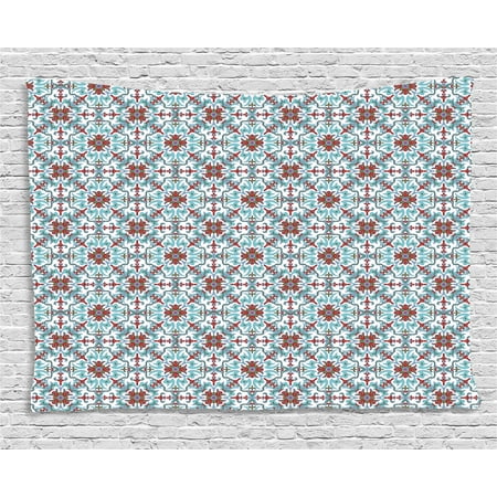 Majolica Style Frog Vintage Tapestry, Ethnic Antique Floral Pattern Italian Majolica Style Ornate Illustration, Wall Hanging for Bedroom Living Room Dorm Decor, 80W X 60L Inches, Light Blue Red Green, by Ambesonne ()
