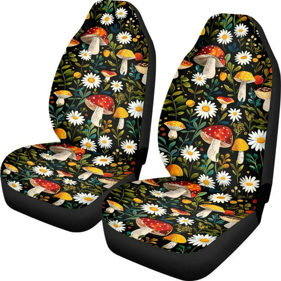 Jeiento Aesthetic Mushroom Car Seat Covers Front Seats Protector High Back Seat Covers for Trucks Auto Seat Covers for Most Cars,Van,SUV Interior Accessories Decor Set of 2