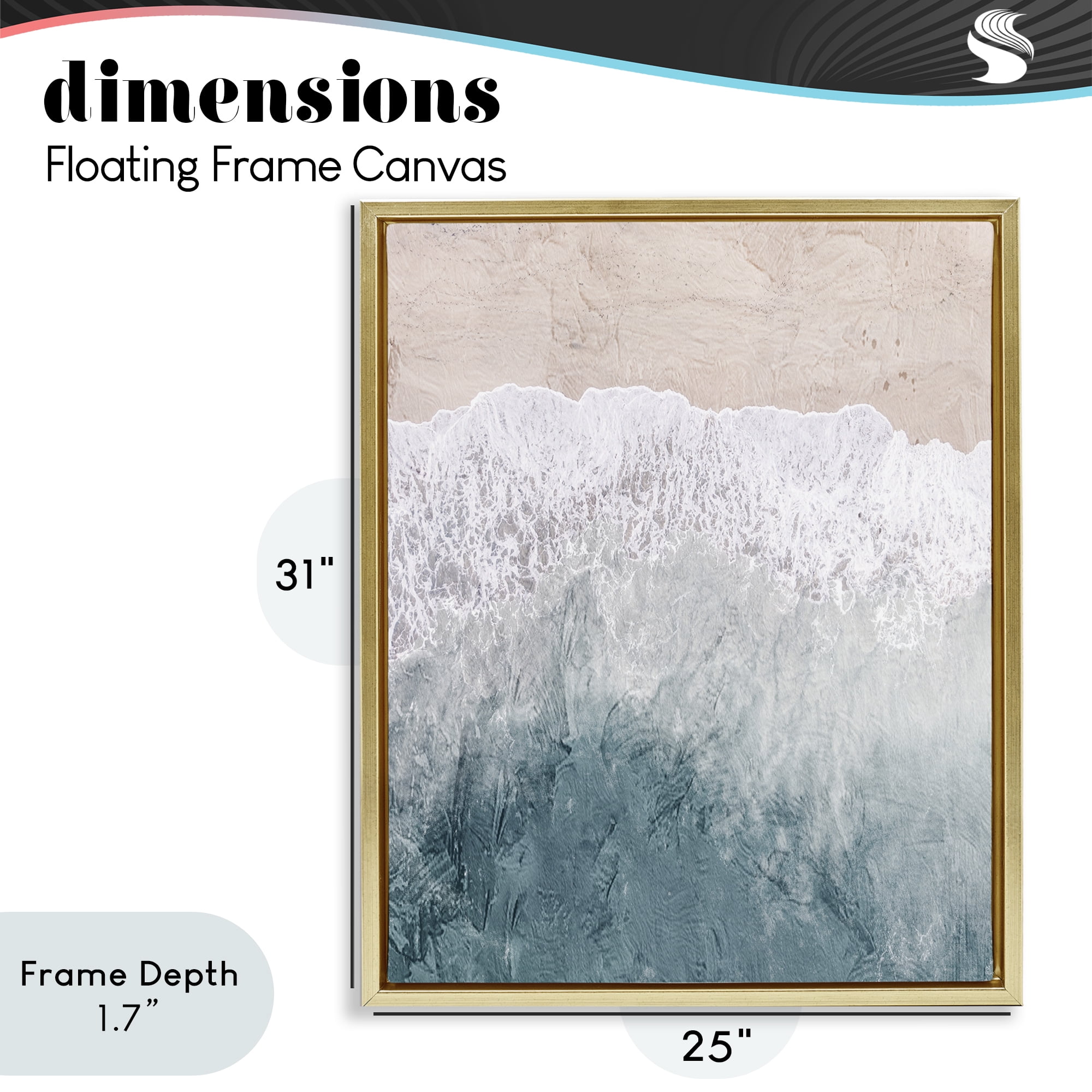 Stupell Industries Beach Top Shore Gold Framed Floater Canvas Wall Art, design by Kim Allen