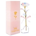 thumbnail image 1 of Beferr Regalos para el día de San Valentín para ella, regalos para mujer, rosa galaxia, flor de cristal encantada, regalo con base en forma de corazón, regalos únicos de cumpleaños de San Valentín par, 1 of 7