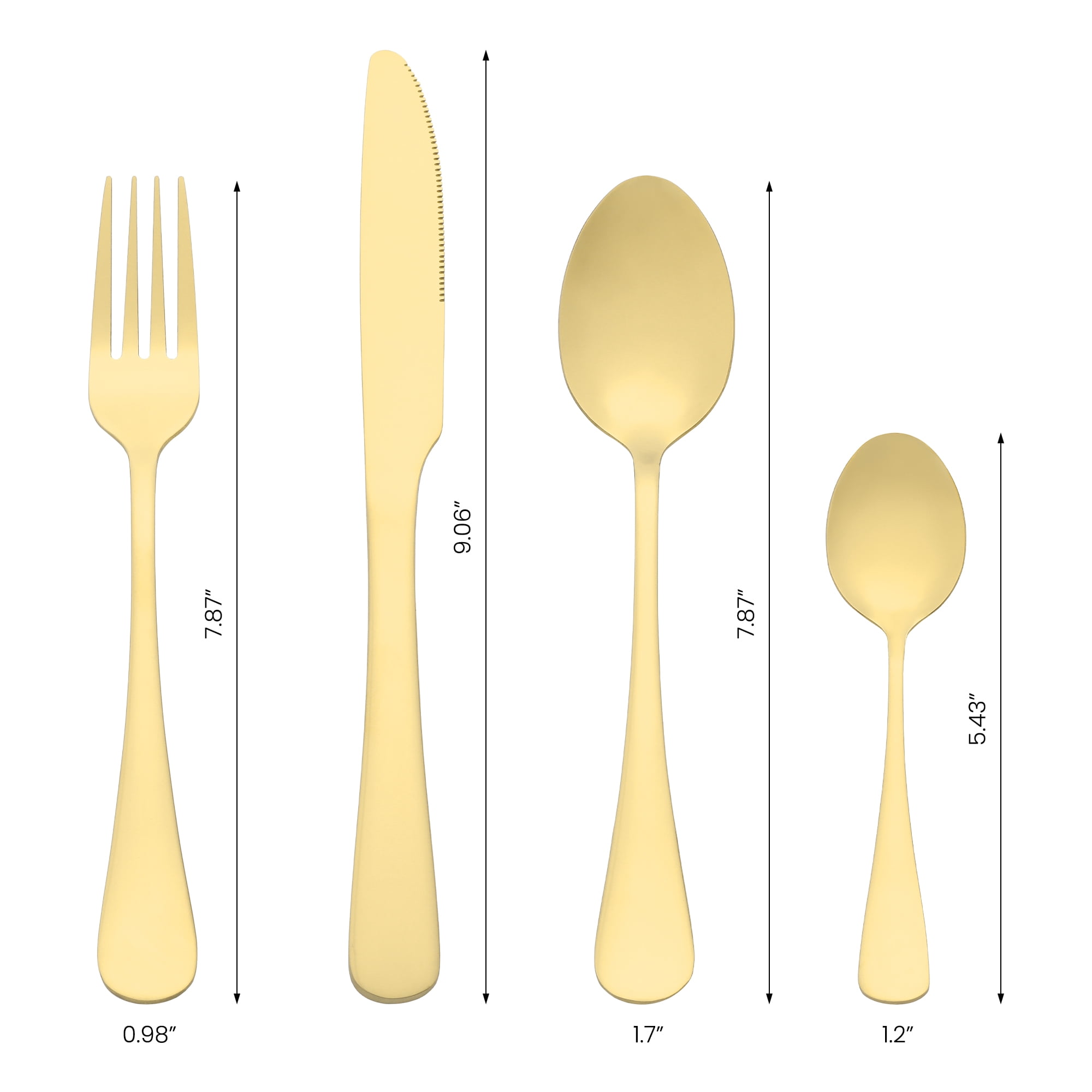 Unique Bargains Stainless Steel Silverware Set with Spoons and Forks Gold 4 Pcs