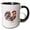 Black/White, variant on 3drose, Fantastic Rooster Decorated with Colorful Flowers. Folk Art Gift, 11oz Two-tone Black Mug
