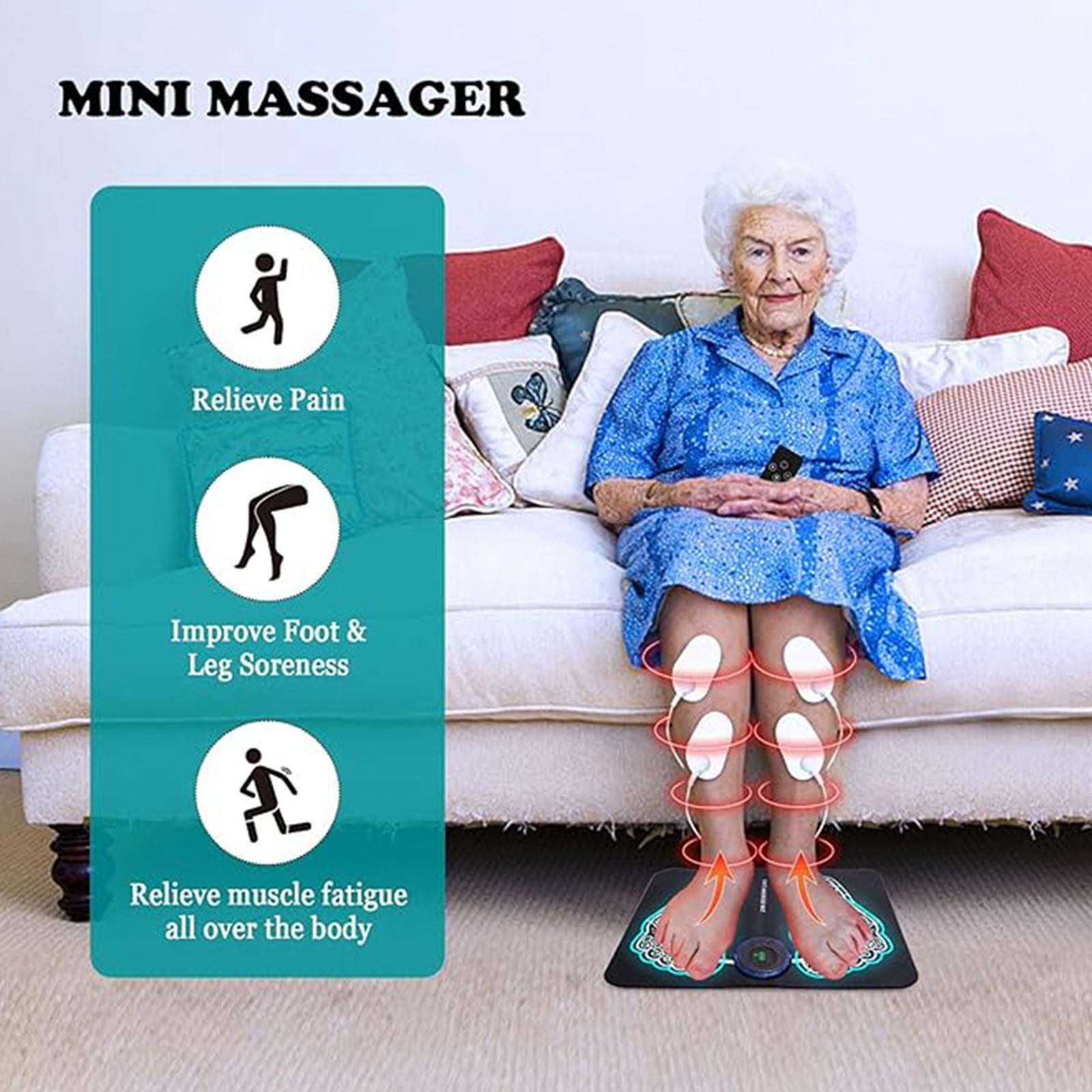 ZMKIAG Portable Foot Massager for Neuropathy Relief - Muscle Stimulator Machine for Soothing Comfort, Circulation and Revitalization for Tired Feet and Ankles