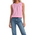 thumbnail image 3 of Wang6 Womens Loose Fit Tank Tops Summer Sleeveless Pleaded Tshirts Causal Crew Neck Solid Going out Tops Tees 0615liPink S, 3 of 5