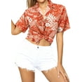 thumbnail image 2 of HAPPY BAY Button Down Shirt for Women Casual Summer Beach Party Blouse Shirt Blouses Short Sleeve Button up Dress Hawaiian Shirts Tank Top for Women S Leaves, Red, 2 of 5