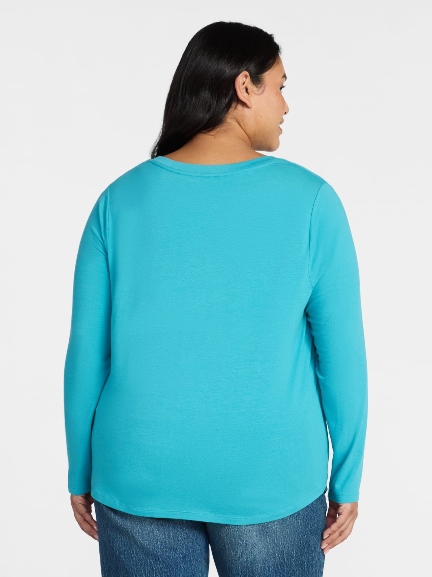 Terra & Sky Women's Plus Size Long-Sleeve V-Neck Tee, Sizes 0X-5X