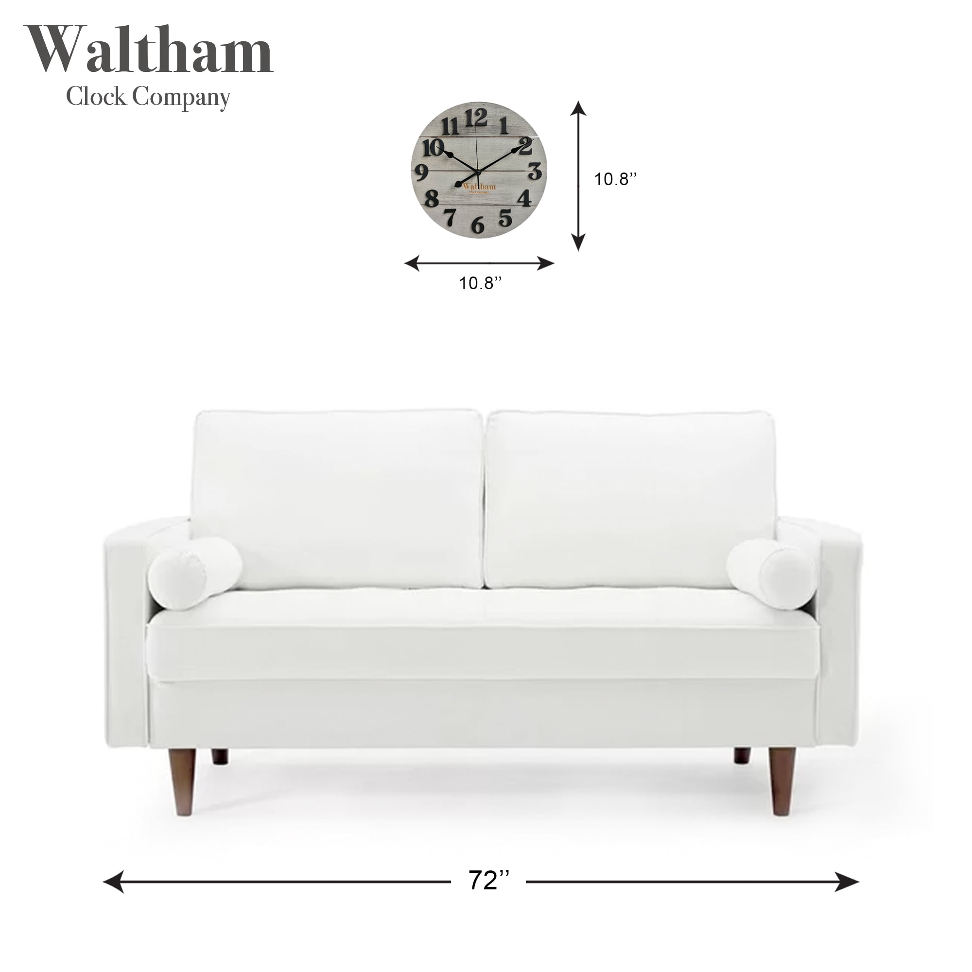 Waltham Real Wood Wall Clock, 12 inch, Battery Operated, Grey Finish - Made from Real Wood – not Particle Board or MDF- 100% Real Wood!