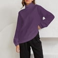 thumbnail image 2 of Breezora Thermal Lined Mock Neck Pullover Womens Winter Warmth Long Sleeve Casual Crew Sweatshirt Loungewear M Size Purple, 2 of 5