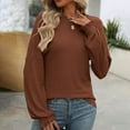 thumbnail image 6 of BLVB Women's Knitted Tops Trendy Ribbed Crewneck Ruffle Long Sleeve Shirts Casual Fall Going out Blouse, 6 of 7
