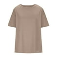 thumbnail image 5 of Fglymey Womens Cotton T-Shirt, Round Neck Short Sleeve Solid Color Summer Casual Tops Khaki L, 5 of 5