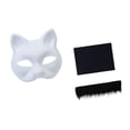 thumbnail image 3 of Kit de máscara de gato DIY, suministros para fiestas, manualidades, máscara de gato en blanco para disfraces de carnaval Negro, 3 of 9