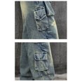thumbnail image 6 of EnJoCho Kids Cargo Denim Jeans Straight Wide Leg Baggy Pants Girls Boys Casual Washed Black Trousers Hiphop Streetwear Elastic Waist Comfort Jeans Pants, 6 of 8