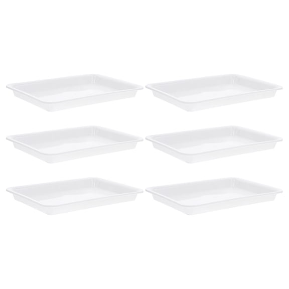 SEWCHICS  6Pcs Rectangular Plastic Flower Pot Saucers Indoor Gardening White