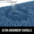 thumbnail image 4 of Plush Absorbent Shaggy Chenille Bath Rug Mat for Toilet Base with Rubber Backing, Machine Washable, Microfiber Bathroom Contour Mats for Toilets, Bath Room Decor, Square, 22.5x19.5, Blue, 4 of 6