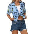 thumbnail image 6 of NFTOEIULA Women Hawaiian Floral Print Oversized Short Sleeve Shirt T-shirt, 6 of 8