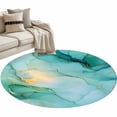 thumbnail image 2 of Teal Marble Round Area Rug 3.3 FT, Non Slip Small Entryway Kitchen Mat, Abstract Art Modern Ink Painting Washable Soft Circular Rug Non-Shedding Door Mat for Bathroom Playroom Kids Room, 2 of 9