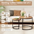 thumbnail image 4 of Nesting Coffee Table Set of 2, Round Stacking Side Tables w/Wooden Tabletop & Steel Frame, Space Saving Vintage End Tables for Living Room, Balcony, Office, Easy Assembly (Walnut), 4 of 9