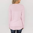 thumbnail image 3 of YWDJ Cute Fall Long Sleeve Shirts for Women Womens Casual Waffles Kink V-Neck Shirt Loose Long Sleeve Pullover Tops Pink L, 3 of 4