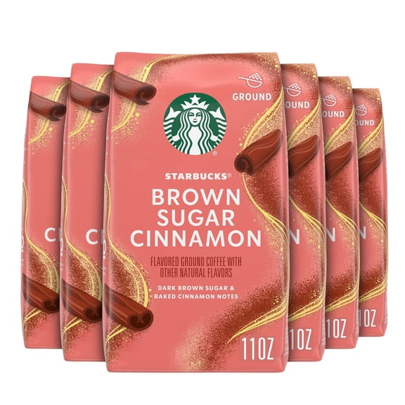 (6 pack) Starbucks Brown Sugar Cinnamon, Hot or Iced Coffee, Flavored Ground Coffee, 11 oz
