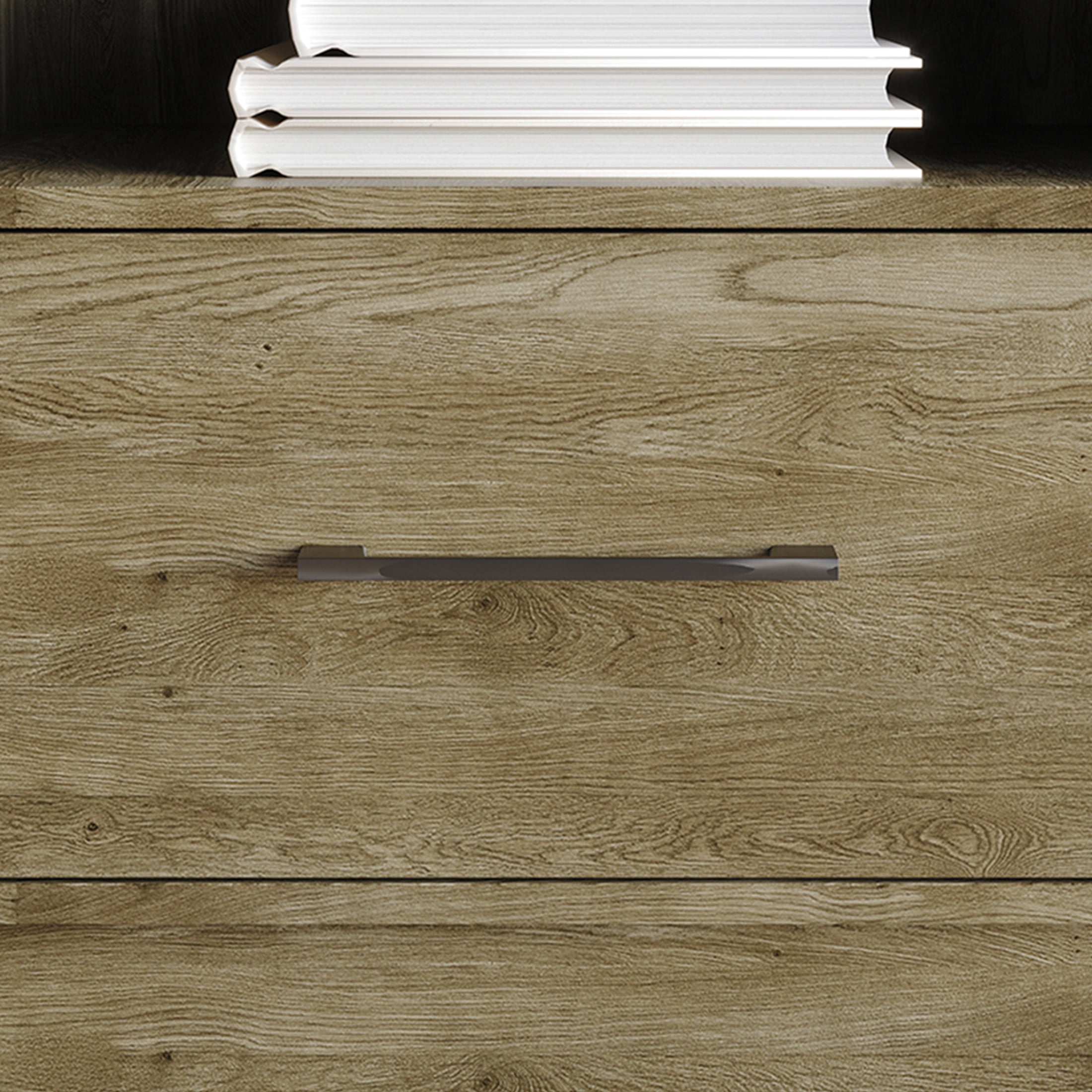 Castle Place Rustic Wood 1 Drawer Nightstand, Brown Oak