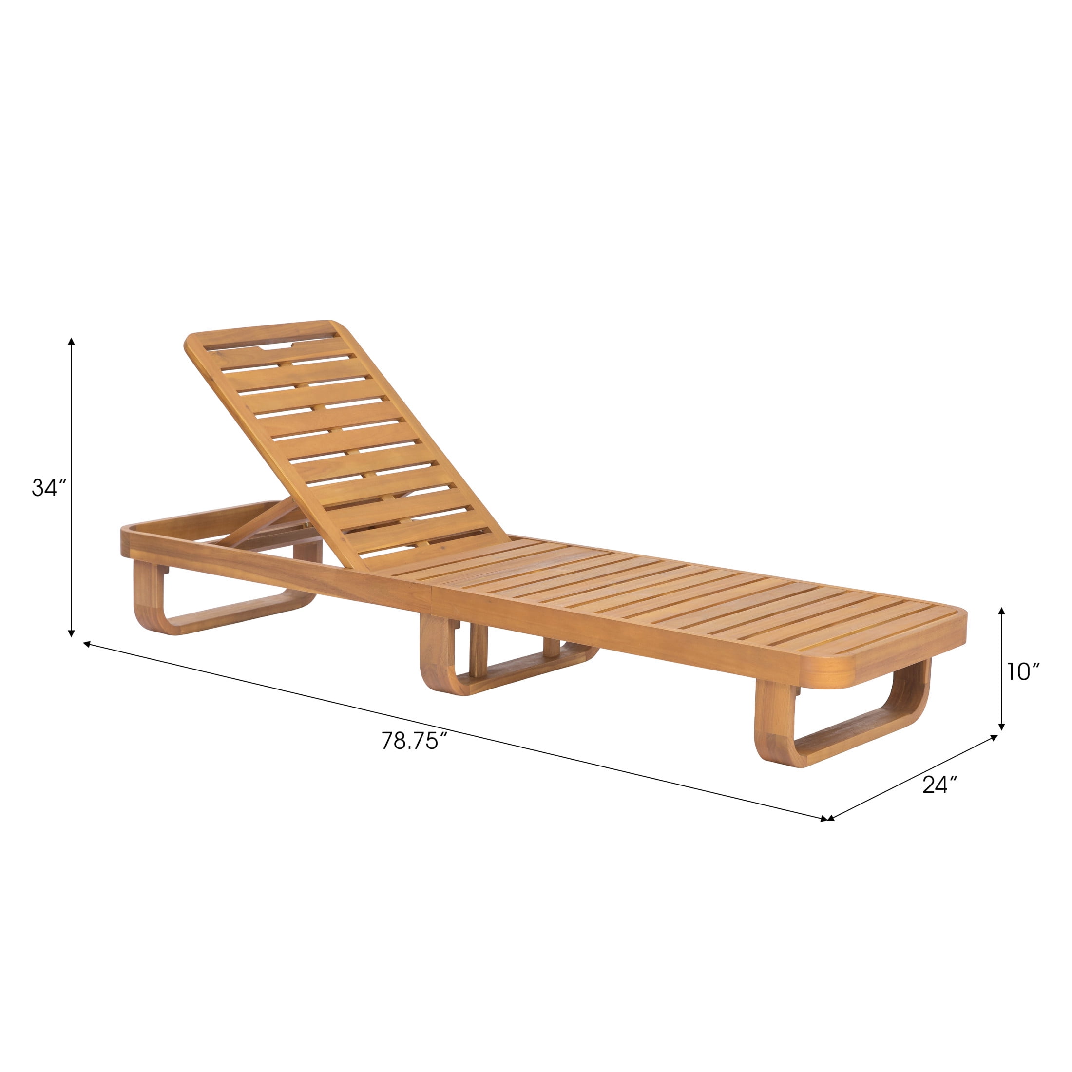 Christopher Knight Home Modern Acacia Wood Outdoor Chaise Lounge with Adjustable Backrest, Natural, Set of 4