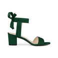 thumbnail image 3 of BLISSFUL STEP Women's Shoes Lace-Up Bow Chunky Heel Open Toe Strappy Sandals Green 9, 3 of 7