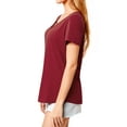 thumbnail image 6 of Nlife Women Criss Cross V Neck Short Sleeve Solid Color T-shirt, 6 of 7