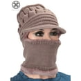 thumbnail image 5 of Luxtrada Womens Bib Beanie Hat Pom Bobble Scarf Mask Set Knitted Winter Warm Snow Ski Cap Knit Skull Cap with Fleece Lined, 5 of 6