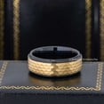 thumbnail image 2 of Jewelry Avalanche 2-tone Black & Gold Hammered Tungsten Carbide Mens Wedding Band 8mm Anniversary Ring size 14, 2 of 4