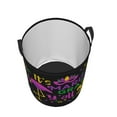 thumbnail image 3 of Fotbe Laundry Hamper With Durable Leather Laundry Basket Mardi Gras With Flamingo Thickened Waterproof Round Collapsible Laundry Hamper, Dirty Clothes Laundry Basket, 3 of 8