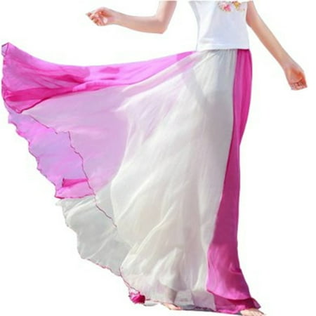 Adult Circle Skirt - TopTie Full Circle Skirt Flowing Maxi Skirts Best Chiffon Skirt-Pink-M