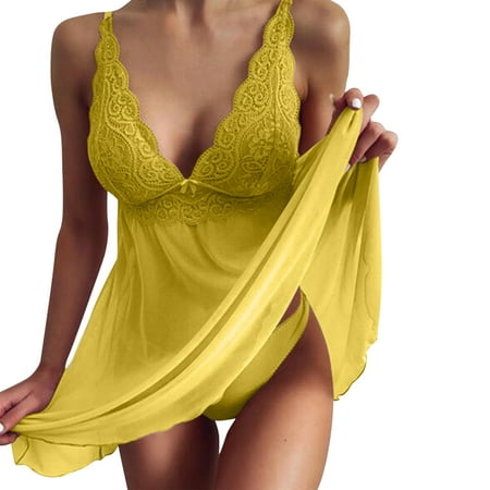

Ladies Pajamas Nightdress V Neck Lace Summer Sexy Sleeveless Backless Lingerie