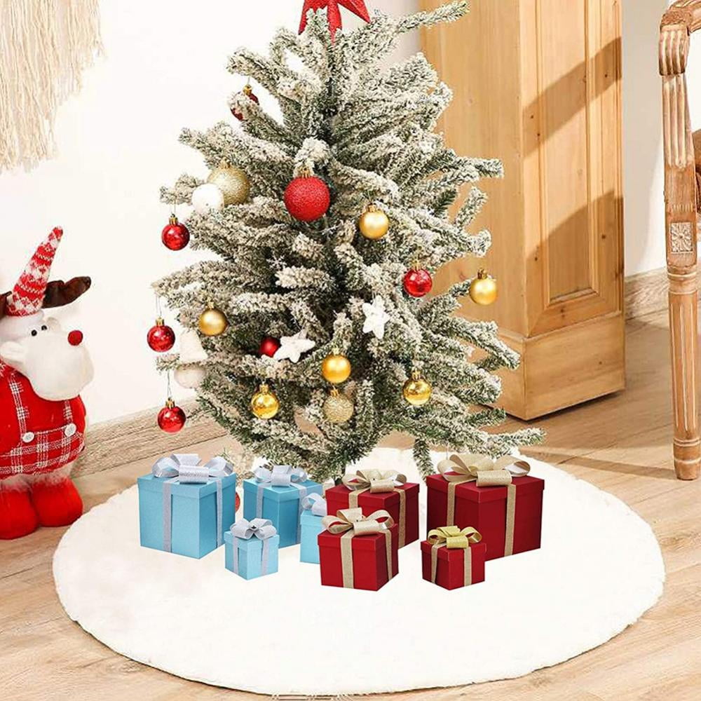 30"59" Christmas Tree Skirt WhiteDouble Layers White Christmas