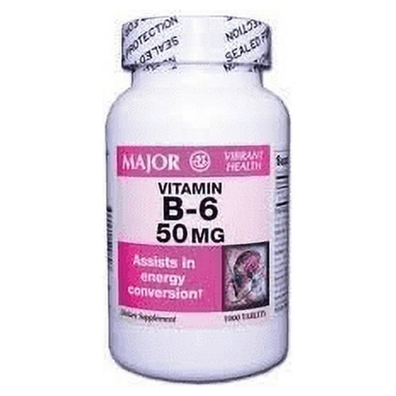 Major Vitamin B-6 Assist Energy Conversion Pyridoxine Supplement, 100ct