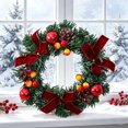 thumbnail image 7 of 7.87‑inch Handmade Artificial Christmas Front Door Wreath, Red Berries Pinecone Fern Decor Wreath, Holiday Wreath for Home indoor Outdoor Display, 7 of 7