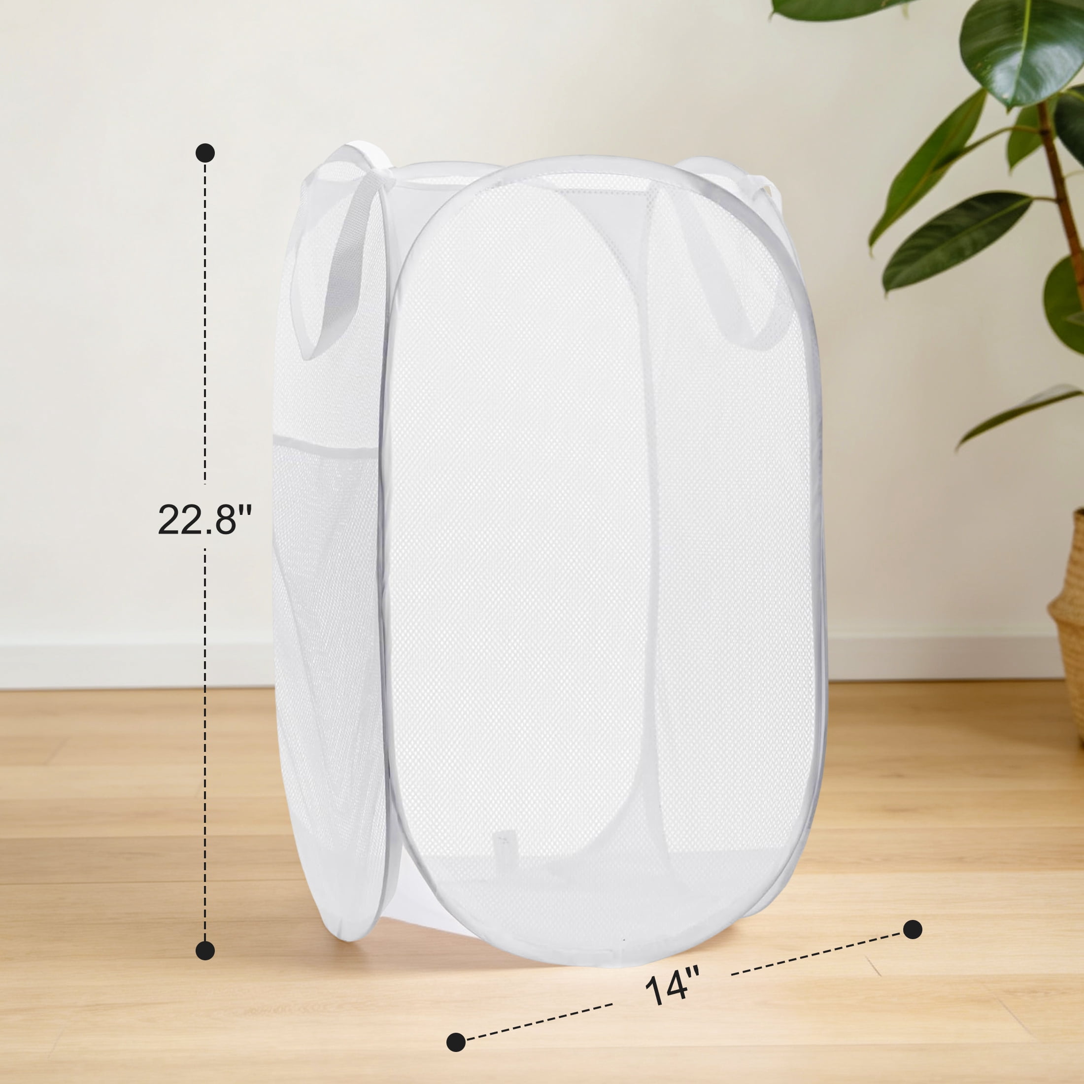 GARITIN Pop Up Mesh Laundry Hamper 3 Pack, Collapsible Portable Foldable Space Saving Clothes Storage Basket, Breathable Dirty Laundry Bin for Dorm Bedroom Bathroom Travel, White