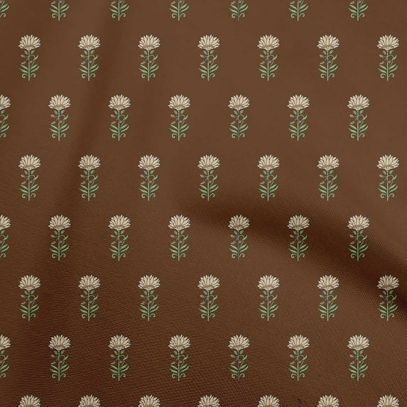 oneOone Cotton Poplin Brown Fabric Florals Sewing Fabric By The Yard Printed Diy Clothing Sewing Supplies 56 Inch Wide
