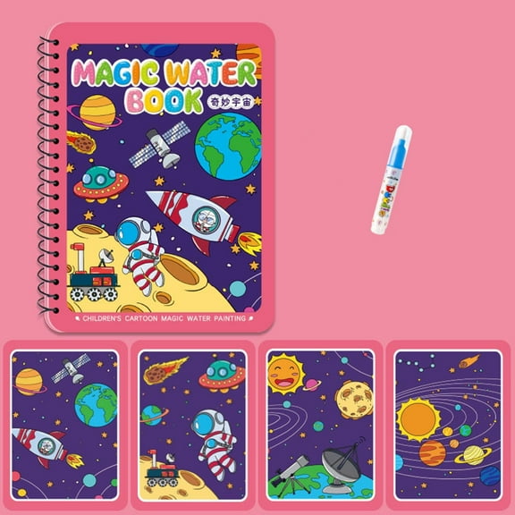 BAOPAI Magical Water Painting Book Set with Random Color Pens Reusable Watercolor Pages for Repeated Coloring and Mess-Free Art Projects