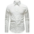 thumbnail image 2 of Men's Slim Fit Floral Pattern Texture Long Sleeve Dress Shirts Button Down Business Casual Lapel Shirt, 2 of 7