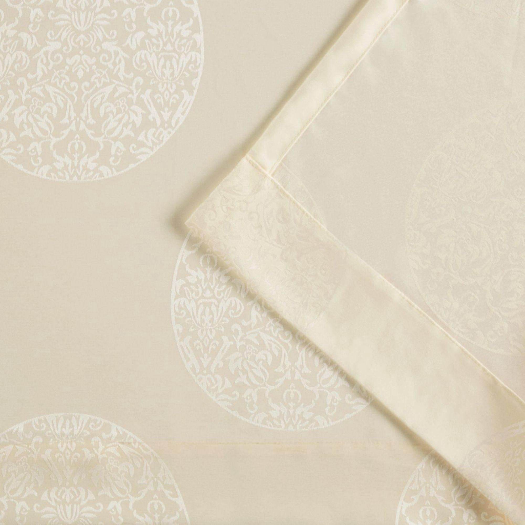 Exclusive Home Akola Medallion Linen Jacquard Grommet Top Curtain Panel Pair, 54"x84", Ivory