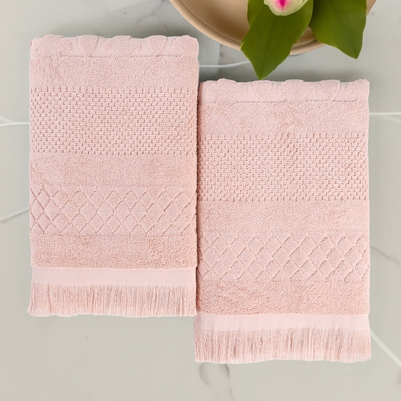 Superior Rolla Geometric Cotton 2 Piece Bath Sheet Set, Quick-Dry Ultra Soft Towels, Pink