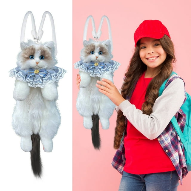 Sac à Dos Portefeuille pour Femme avec Chat Poupée de Chiffon Réaliste, Sac Fait Main en Forme Mignonne et Sac à Dos Animal Mignon, Mannequin pour Poupées, Fabrication de Poupées, Réception de Poupées, Ampli en Vrac X7 Ampli pour Poupées, Poupées Gigognes, Poupées Personnalisation