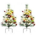 thumbnail image 1 of Gymax 2PCS Pre-Lit Snow Flocked Christmas Tree Pathway Xmas Tree w/ 8 Flash Modes, 1 of 10